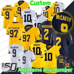 Özel Michigan 9 J.J. McCarthy College Futbol Forması Woodson 2 Corum McNamara 10 Tom Brady 4 Jim Harbaugh 5 Jabrill Peppers Aidan Hutchin