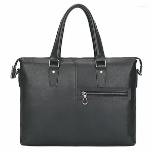 Briefcases Men's Bag Genuine Leather Slim Men Briefcase For Laptop 14 Messenger Business Portfolio Document A4