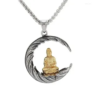 Ожерелья с подвесками CHUANGCHENG, религиозное мужское позолоченное ожерелье из нержавеющей стали, тибетская буддийская цепочка бодхисаттвы, аксессуары