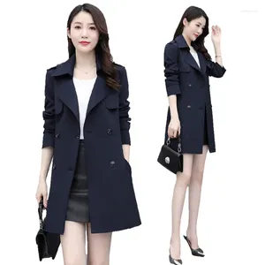 Women's Trench Coats Abrigo Mujer Double Breasted Style Coat Autumn Elegant Outer Belted Jacket Ladies Spring Fashion Loose