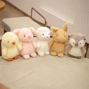 Simulação bonito animal de pelúcia frango coruja porco ovelha boneca conforto das crianças brinquedo de pelúcia bonito animal de estimação