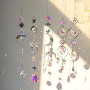 Decorative Figurines Catching Light Pendant Moon Prism Diamond Ball Pointed Beads Crystal Hanging Curtain Ornament Outdoor Patio Decoration