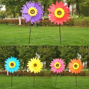 Garden Decorations Sunflower Pinwheels Windmill Wind Spinner Kids Toys For Yard Decor Bird Deterrent Decorative Stakes