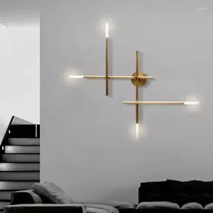 Wall Lamps Nordic Black / Gold Metal Led Lamp Acrylic Shades Cross Scones Living Room Sofaside Mounted Lighting Fixtures