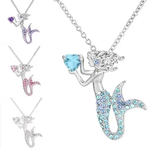 Ожерелья с подвесками, женские блестящие горный хрусталь, ожерелье с русалкой, трендовая цепочка на ключицу Y2k для друзей, подарок на день рождения, ювелирные изделия, оптовая продажа