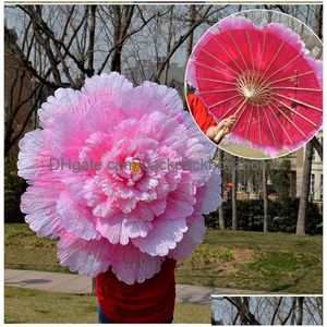 Зонты Танцевальное представление Цветочный зонтик Китайский двухслойный тканевый зонтик Paraguas Guarda-Chuva Parapluie Paraply Оптовая продажа Drop D Dh2We
