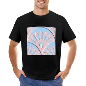 Men's Tank Tops Pastel Coral And Sky Blue Art Deco Scallop Lotus Pattern T-Shirt Cute Clothes Mens Workout Shirts