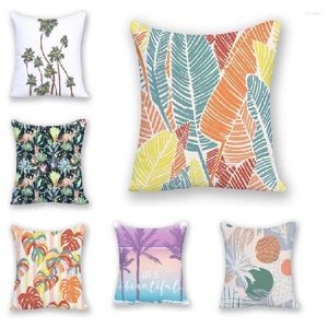 Pillow Nordic Plant Boho Style Home Decor Polyster Linen Decorative Pillows Artistic Pillowcase For 45x45 Square Tropical E2120