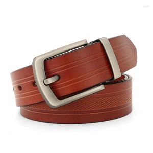 Belts Retro Genuine Leather Men Waistband High Quality Pin Buckle Designer Vintage Jeans Casual Brown 3.8cm Wide