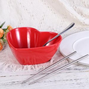 Plates Cereal Bowls Fruit Bowl Salad Heart Shaped Melamine Mixing Dessert Snack Tableware Dish