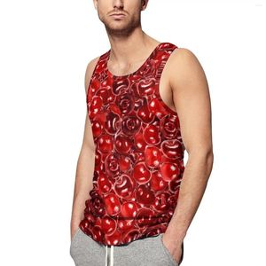 Men's Tank Tops Sweet Cherries Top Man's Fruit Print Training Oversized Summer Cool Custom Sleeveless Shirts