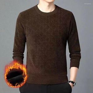 Erkek Sweaters Sonbahar Kış Erkekler Tek Parça Peluş Kazak Altında Yuvarlak Yuvarlak Boyun Vidalı İplik Kalınlaştırılmış Sıcak Kazanma Örme Üst