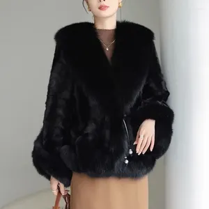 Женское меховое пальто 2023, модное черное зимнее пальто, куртка из искусственного норкового волоса, благородная роскошная теплая свободная тенденция