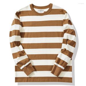 Erkekler Tişörtleri Stripe Baskı Gömlek Erkekler Moda Konforlu Pamuk Uzun Kollu T-Shirt Leisure O-Neck Pullover Sonbahar Gevşek