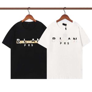 Tasarımcı Lüks Balans Classic 2023 Yeni T-Shirt Kısa Kollu Erkekler ve Kadınlar Saf Pamuklu Sıcak Baskı Damlası Tutkal Yazı Tip Tasarladı Gevşek Top