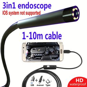 7mmHD lens Endüstriyel Endoskop: IP67 Araç onarımı için su geçirmez araç, klima kanalizasyon borusu algılama - Android Type -C arayüzü