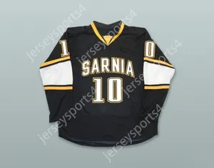 ЧЕРНАЯ ХОККЕЙНАЯ ТРИКОТАЖА NAIL YAKUPOV 10 SARNIA STING на заказ, НОВАЯ прошитая сверху S-M-L-XL-XXL-3XL-4XL-5XL-6XL