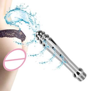 Massaggiatore giocattolo del sesso massaggiatore vibratore7 fori rondella anale in metallo ugelli butt plug per donne doccia vaginale uomini detergente per l'ano clistere doccia sesso per