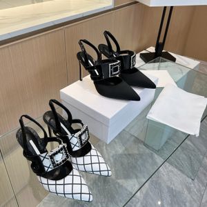 Yüksek kaliteli nokta ayak 9.5cm yüksek bimixpla süslenmiş slingback pompalar stiletto topuklar akşam gelinlik ayakkabıları fabrika ayakkabıları için kadın lüks tasarımcılar