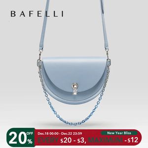 Evening Bags BAFELLI HANDBAG WOMEN 2023 FASHION SADDLE COLLOCATION DIAMOND RING LOCK CROSSBODY DESIGNER BRAND LUXURY FEMALE CHAIN BAG 231219