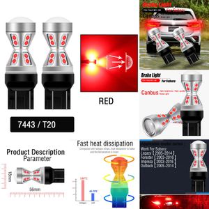 Новые декоративные фонари, 2 шт., светодиодные стоп-сигналы Canbus, лампа W21/5 Вт 580 7443 T20 для Subaru Legacy 2005-2014 Forester 2003-2016 Impreza Outback XV BRZ