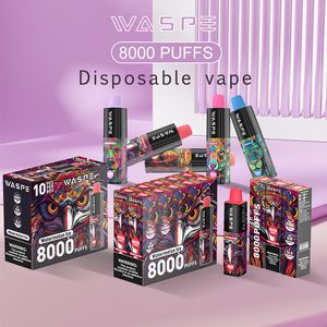 Waspe 2023 Европа США Горячий комплект для паровой сигареты Waspe одноразовый вейп desechable 8000 затяжек vape pod pen перезаряжаемая батарея электронная сигарета вейпер