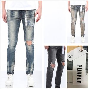 Jeans roxos designer jeans para homens jeans caminhadas calça rasgada hip hop high street fashion marca pantalones vaqueros para hombre motocicleta bordado justo