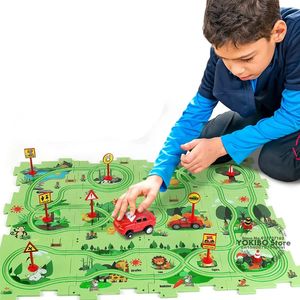 3D Puzzles Logic Board Game for Kids Jigsaw Toys Race Car Track Slot Rail Monetssori Educational 231218
