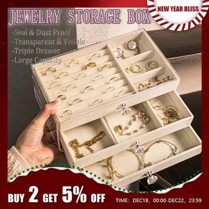 Jewelry Boxes Acrylic Velvet Jewelry Storage Box Stackable Display Storage Earrings Necklaces Rings Bracelets Women's Jewelry Display Box 231218