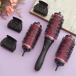 Saç fırçaları 6pcs/set 3 Boyutlar Çıkarılabilir sap saç silindir fırçası konumlandırma klipsleri alüminyum seramik varil kıvırıcı tarak saç fırçası 231218