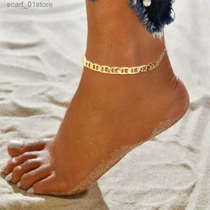 Ножные браслеты U7 Браслеты на щиколотке для женщин 6 мм Плоские розовое золото серебряный цвет Простые браслеты-цепочки Mariner Link Летние пляжные украшения для ног GiftL231219