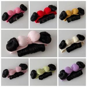 Saç Aksesuarları Bowknot bebek grupları peruk moda sevimli pamuk patlama chignons kafa bandı gerçekçi nefes alabilen bebek saç parçası yürümeye başlayan çocuk