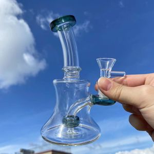 Beher su bongs nargiller cam su borusu kafa dab teçhizatlar, 14mm kase ile karanlık bong dumanında parkbler parıltı 6.3inchs