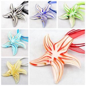 Kolye Kolye 6pcs El yapımı 3D Renkli denizyıldızı yıldız sır murano lambalı cam hayvan için kadın kolye güzel mücevherler