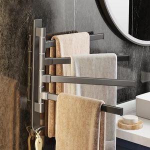Organization Towel Rack Rotatable Bathroom Shelves With Hook No Drill Shower Towel Hanger Kitchen Storage Shelf Bathroom Accessories