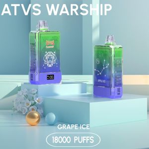 Аутентичный оригинальный ATVS Warship 18000 Puff Ondesable Vape 25 мл предварительно заполненная коробка пара 750 мАч двойная сетчатая катушка с затяжками батареи