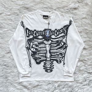 Hellstar Amerikan Retro Shore Hip Hop Dövme Sanatçı Kafatası Uzun Kollu T-Shirt Erkekler Sweatshirtler Yuvarlak Boyun Uzun Kollu Açık Sıradan Sokak Hoodies Smlxl