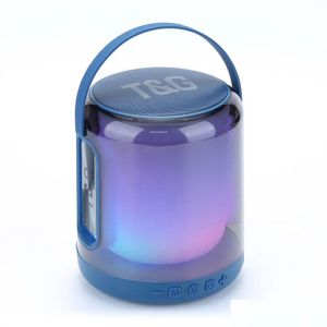 New Tg376 Bluetooth Speaker Portable Player Rgb Colorf Light Subwoofer O Mini Column Waterproof Tf Usb Fm Tws Outdoor Speakers Drop De Dhgbv
