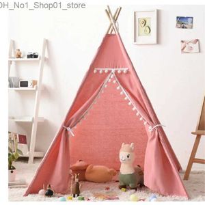 Toy Tents Portable Children Camping Tent Tipi Play House Kids Cotton Canvas Indian Play Tent Wigwam Child Teepee Party Room Gift Toy Q231220