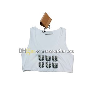 Women Breathable Crop Top Rhinestone Letter Tanks Tops Sexy Short Vest Quick Drying t Shirt