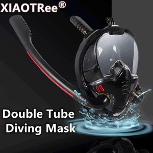Masks Diving Masks Snorkeling Mask Double Tube Silicone Full Dry Diving Mask Adult Swimming Mask Diving Goggles Self Contained Underwate