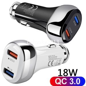 Universal 18W QC3.0 Carregadores rápidos de telefone celular Dual USB Adaptador de carregador de carro para iPhone 15 14 11 12 Pro Max Samsung s10 s20 note 10 HTC B1