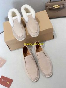 Açık Yürüyüş Chukka Botlar Tasarımcı Loropinas Ayakkabı İtalyan Lori Piana Kar Botları Peluş Kısa Bacak LP Loafers Orijinal Deri Unisex Peluş Ayakkabı Hbam