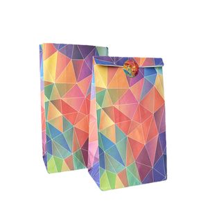 Градиентный цвет, бумажный пакет для конфет, белая крафт-бумага, сумка с плоским горлышком, подарочный пакет для еды