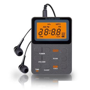 Радио Amfm Карманный портативный мини-цифровой тюнинг Walkman со стереонаушниками со светодиодной подсветкой Mp3-плеер 221114 Прямая доставка Electro Dhwqd
