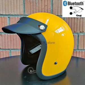 Tırmanma Kaskları Vintage 3/4 Açık Yüz TT CoCascos Kask Jet Scooter Yarı Fiberglas Bluetooth Motosiklet Capacete Küçük Kabuk Motosiklet Kask