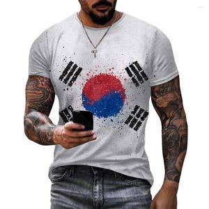 Erkek Tişörtleri Güney Kore T-Shirts Kore bayrağı 3d baskı erkekler Kadın Günlük Moda Büyük Boy Kısa Kollu Kısa Kollu Off Tişörtleri Tees Tops
