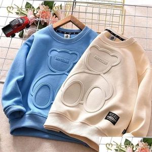 Pullover Plover Autumn Steel Print Bear Sweatshirt Boys Clothes Teenagers Long Sleeve Plovers Moletom Girls Sudaderas Kids Cotton Drop Dhplu