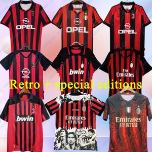 Retro Soccer Jerseys long sleeve Kaka Baggio Maldini VAN BASTEN Pirlo Inzaghi Beckham Gullit Shevchenko Vintage Shirt Classic Kit 93 94 95 96 97 06 07 09 10 MiLaNS