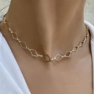 Suç boho deyimi boyun chokers kolye kadınlar ayarlanabilir geometrik altın bakır metal bağlantı zinciri takılar dişi 2023 lüks nks285